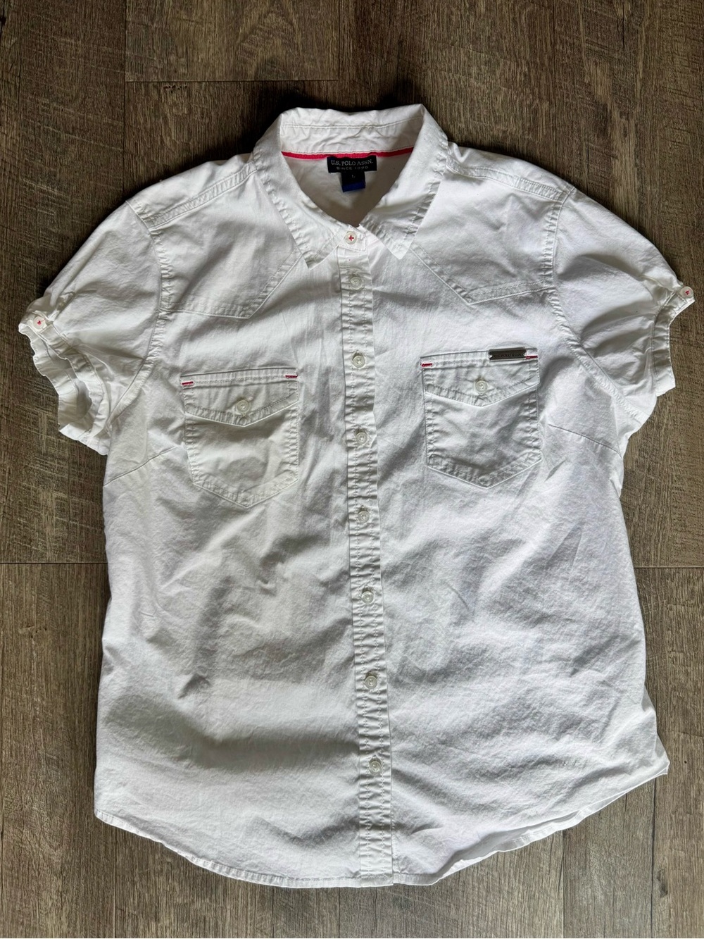 U.S. Polo Assn. White Short-Sleeve Button-Down Shirt
